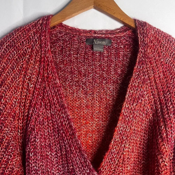 Natural Reflections Fall Chunky Knit Vneck Cardigan Sweater Size Large - Picture 3 of 8